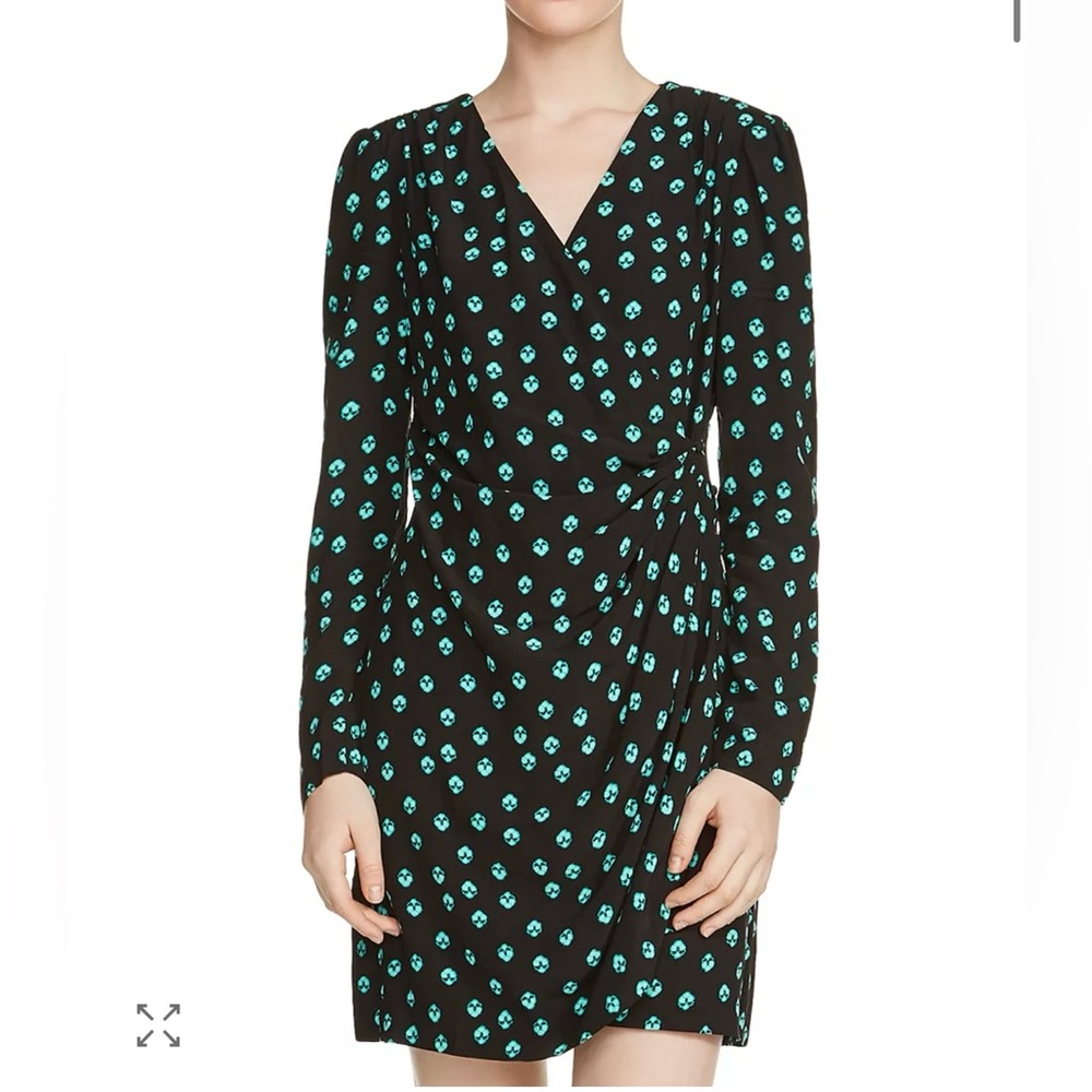 Maje Black Wrap Dress Long Sleeve Parisian Chic Dress